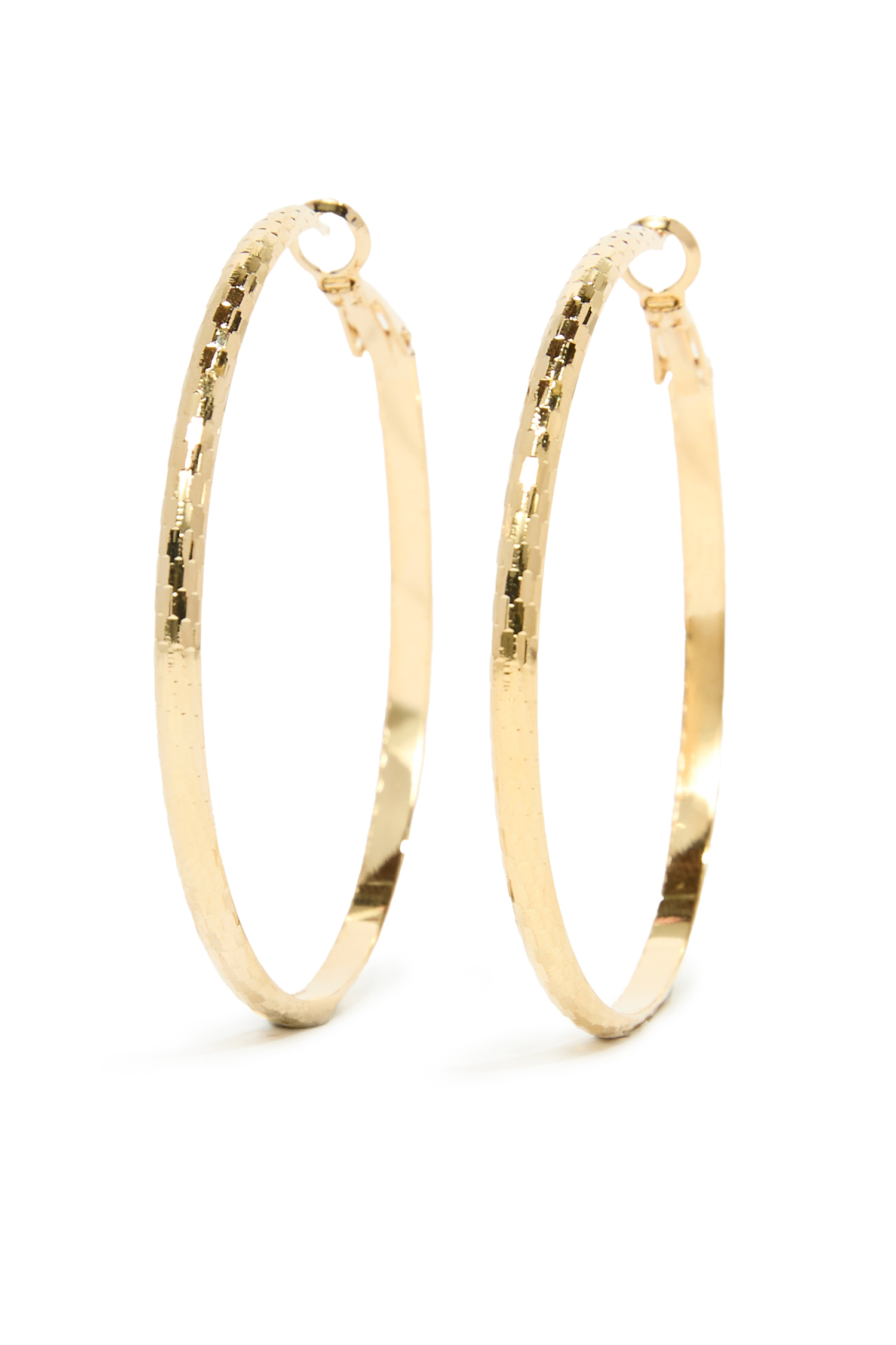 Geo Etched Hinge Back Hoop Earrings