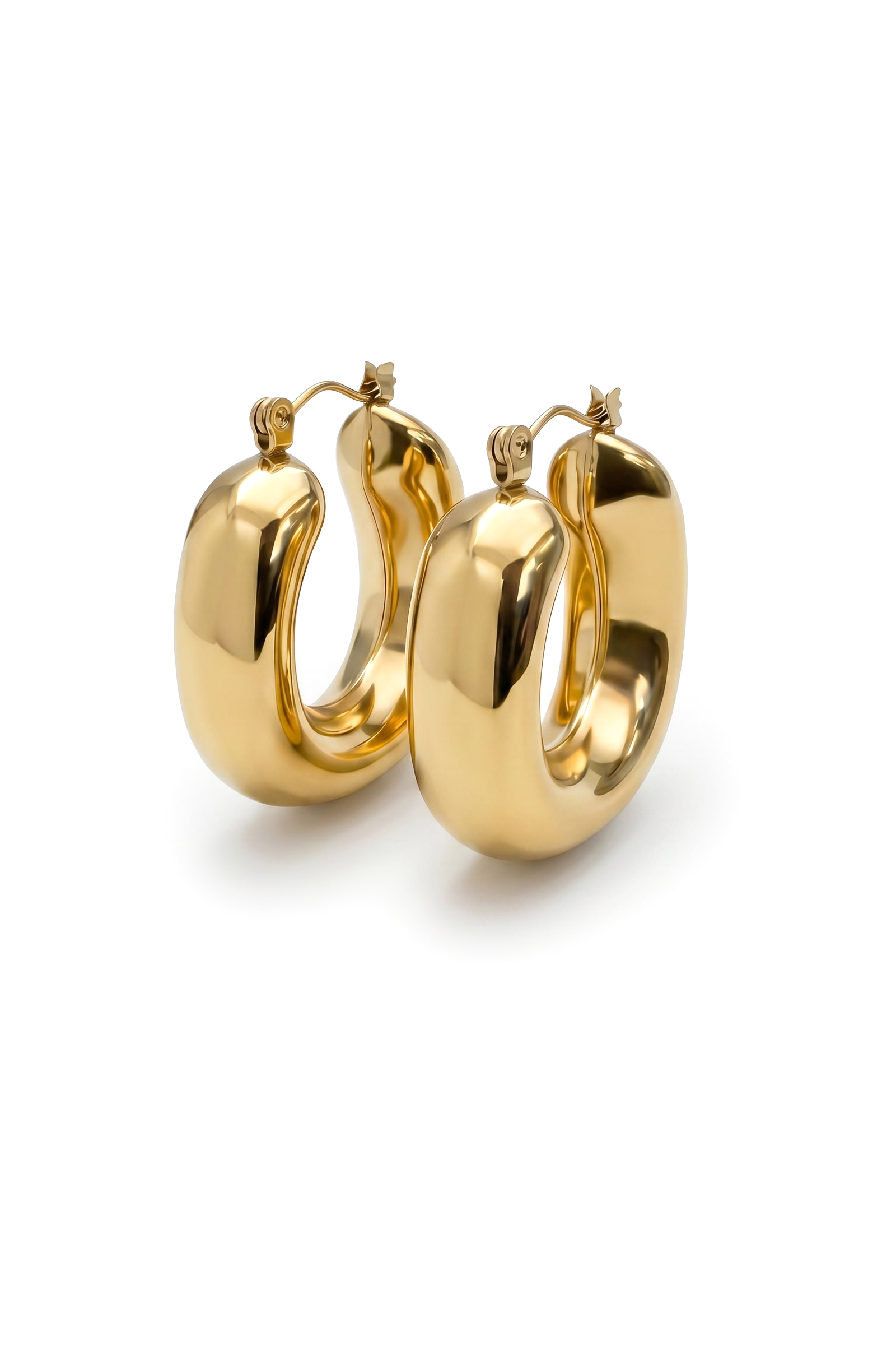Gold Sculpted Hoops
