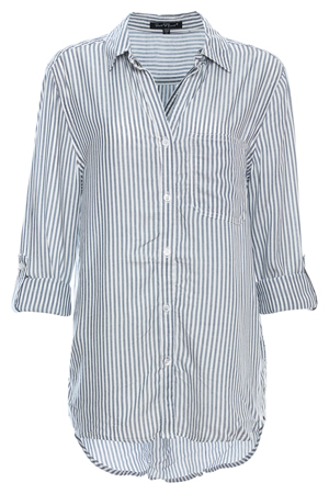 Buttoned Front Striped Top