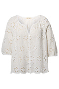 Button Front Floral Embroidered Top