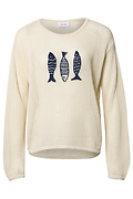 Open Knit Fish Printed Sweater