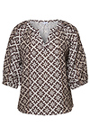 Floral Geometric V-Neck Blouse