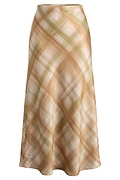 Satin Plaid Midi Skirt