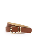 Brown Belt with Gold Circle Buckle & 2 Loops