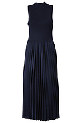 Sleeveless Pleated Mock Neck Dress