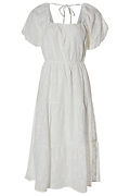 Short Sleeve Midi Eyelet Dress With Back Tie